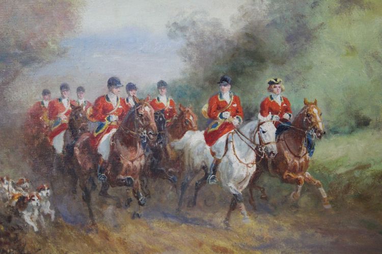 Öl auf Leinwand, Jagd am Hof von Eugène Péchaubes, um 1930