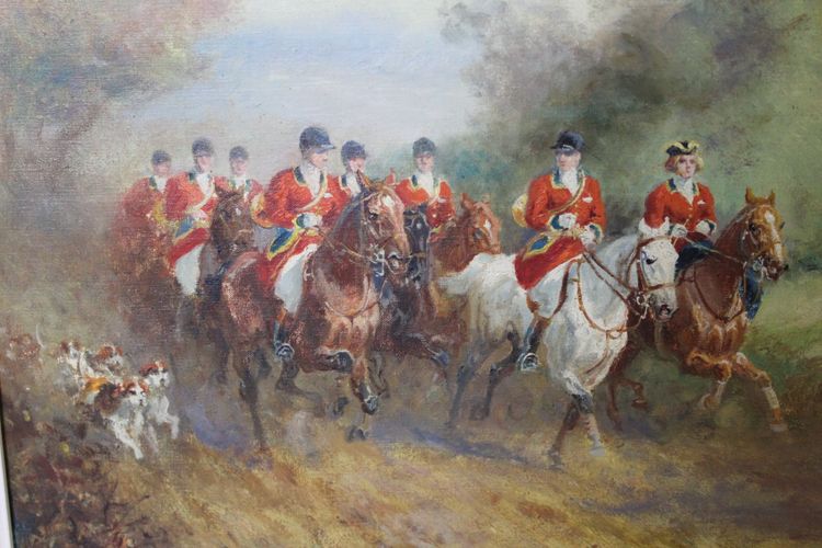 Öl auf Leinwand, Jagd am Hof von Eugène Péchaubes, um 1930