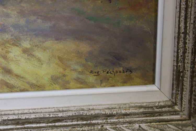 Öl auf Leinwand, Jagd am Hof von Eugène Péchaubes, um 1930
