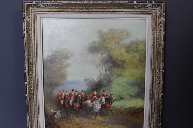 Öl auf Leinwand, Jagd am Hof von Eugène Péchaubes, um 1930