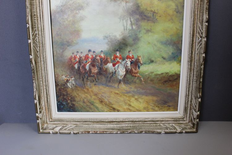 Öl auf Leinwand, Jagd am Hof von Eugène Péchaubes, um 1930