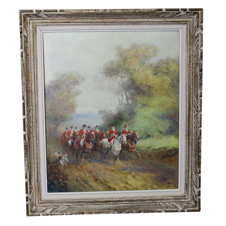 Öl auf Leinwand, Jagd am Hof von Eugène Péchaubes, um 1930