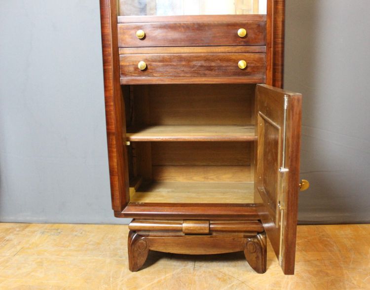 Mobiletto in noce e argento in stile Art Déco