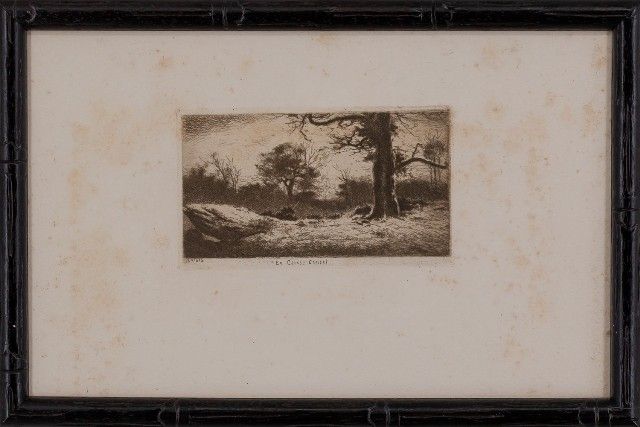 Etching by Eugène Viala - aquafortist from Aveyron