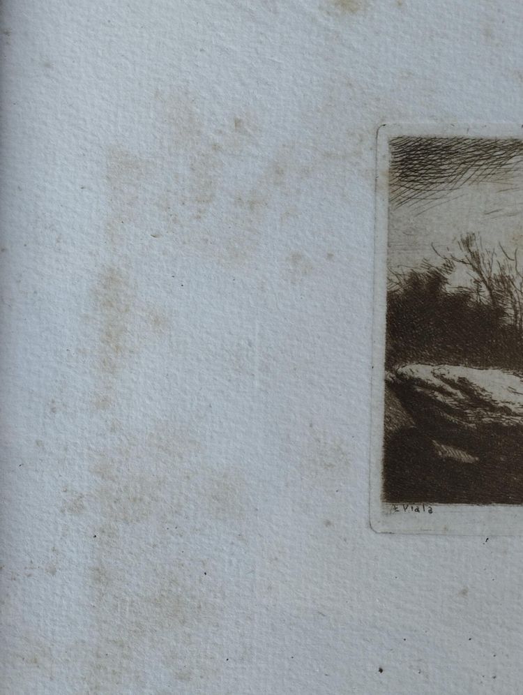 Etching by Eugène Viala - aquafortist from Aveyron