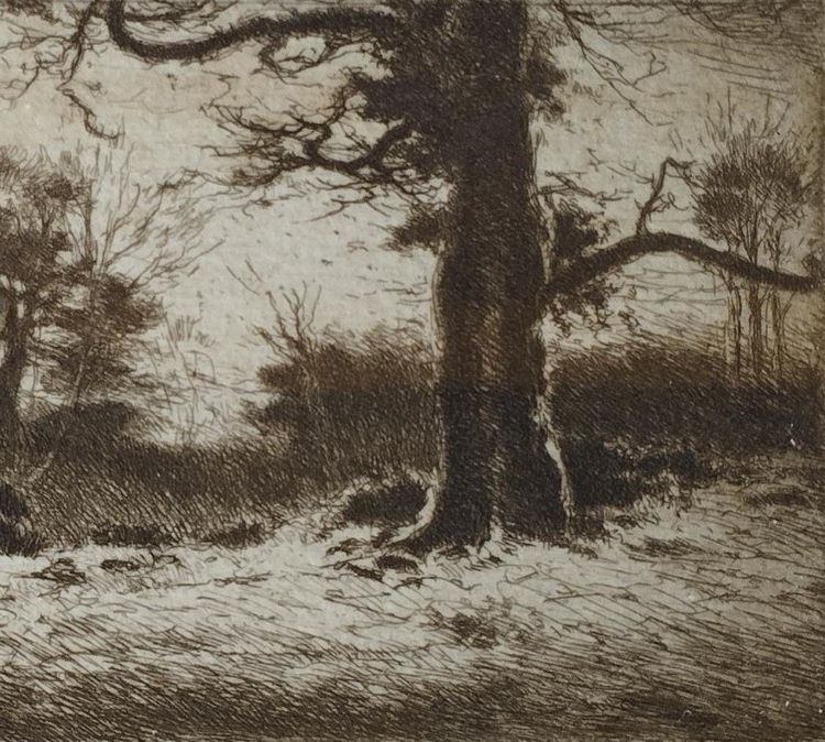 Etching by Eugène Viala - aquafortist from Aveyron