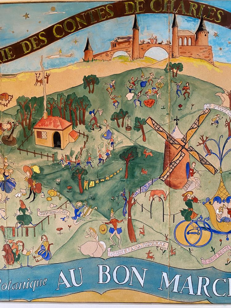 Poster project. Gouache, mid-20th century. Au Bon Marché Vaxelaire. Brussels.