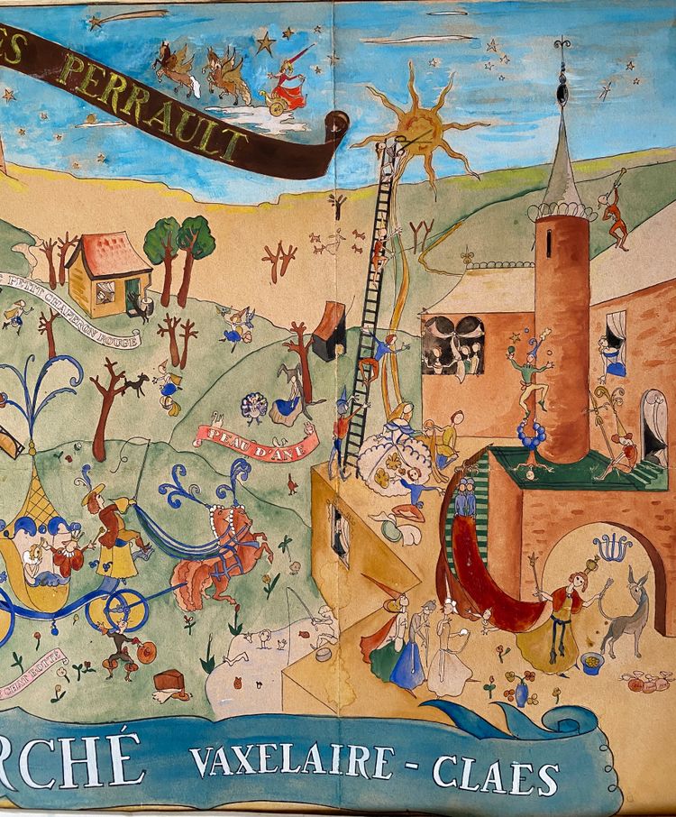Poster project. Gouache, mid-20th century. Au Bon Marché Vaxelaire. Brussels.