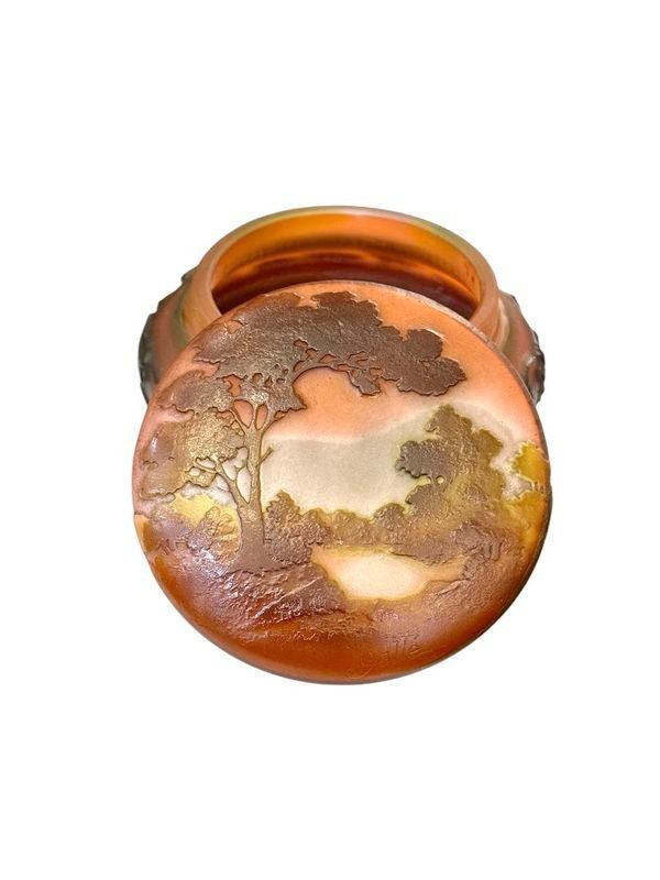 Emile Gallé Bonbonnière Art Nouveau "Paysage Lacustre"