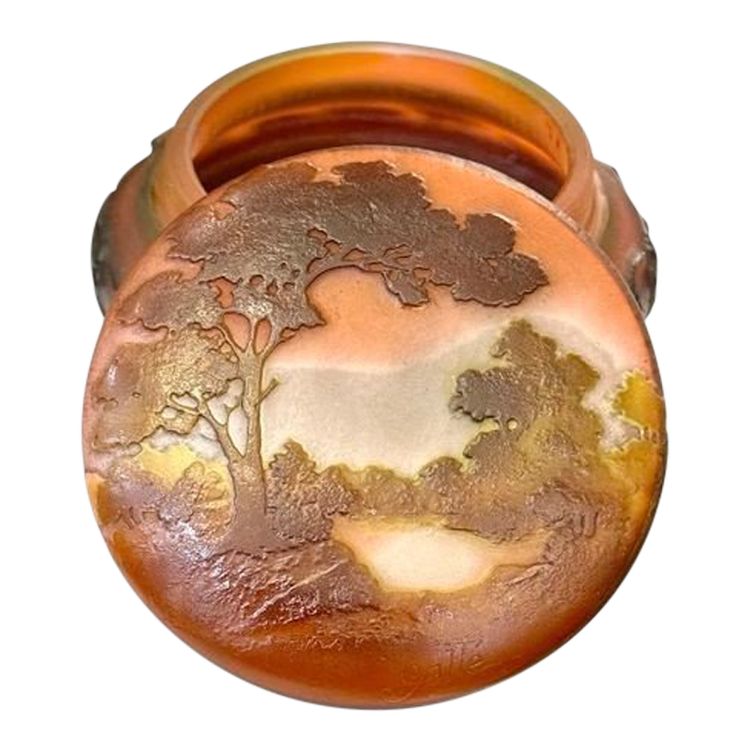 Emile Gallé Bonbonnière Art Nouveau "Paysage Lacustre"