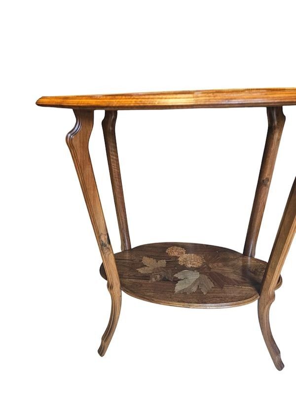 Emile Gallé Table à Thé Art nouveau "Viorne Boule de Neige et  Papillons"
