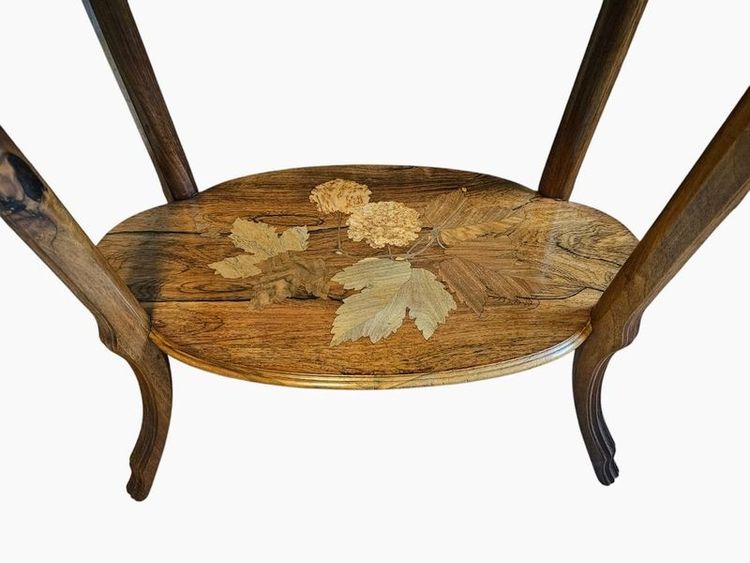 Emile Gallé Table à Thé Art nouveau "Viorne Boule de Neige et  Papillons"