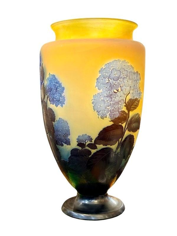 Emile Gallé Monumentale Jugendstil-Vase "Hortensien"