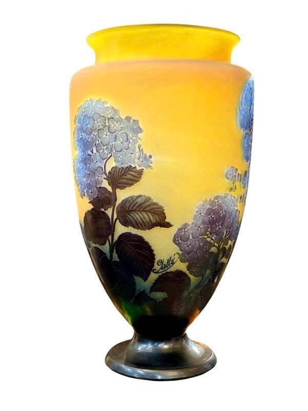 Emile Gallé Monumentale Jugendstil-Vase "Hortensien"