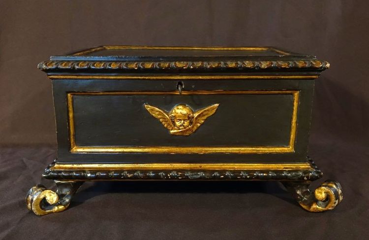 Large Italian Box / Cassone Lacquered And Gilded