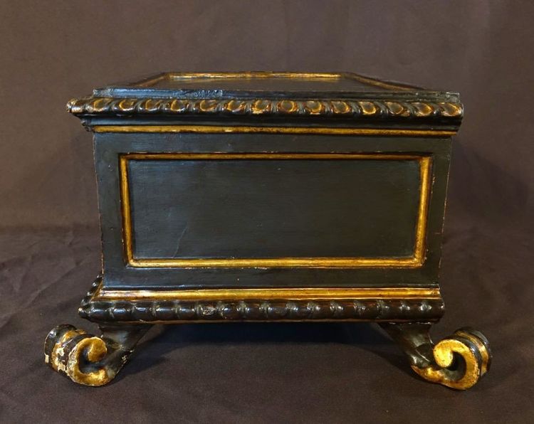 Large Italian Box / Cassone Lacquered And Gilded