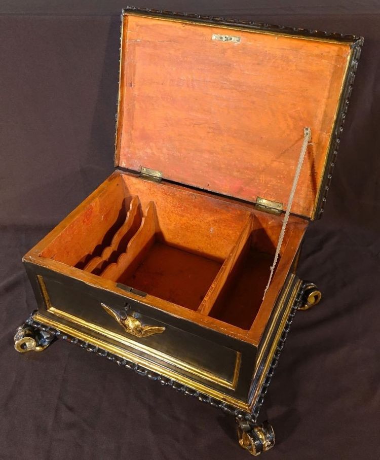 Large Italian Box / Cassone Lacquered And Gilded