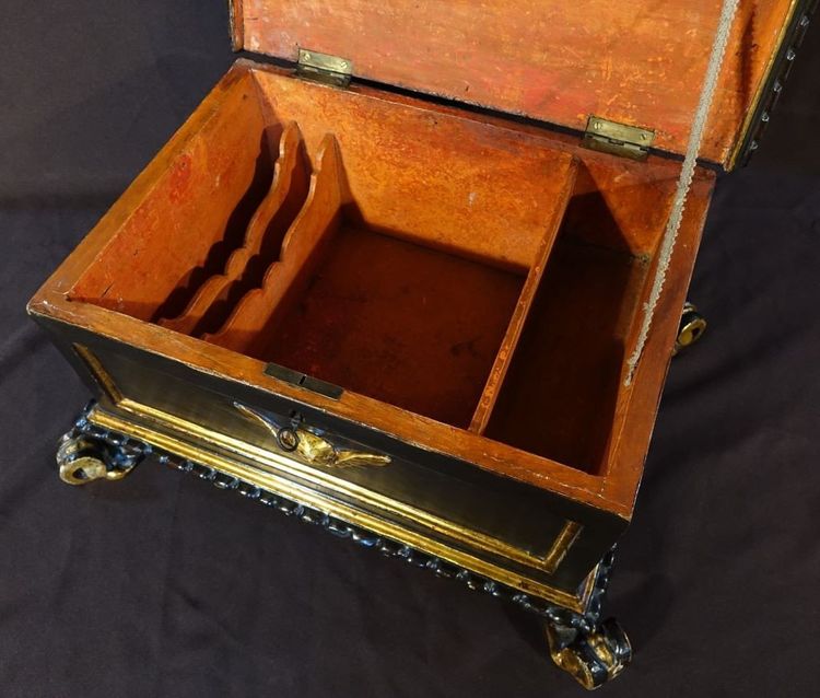 Large Italian Box / Cassone Lacquered And Gilded