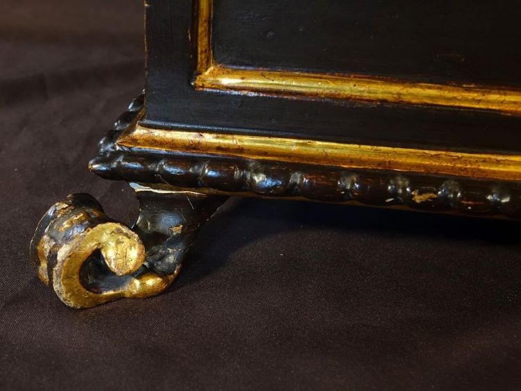 Large Italian Box / Cassone Lacquered And Gilded