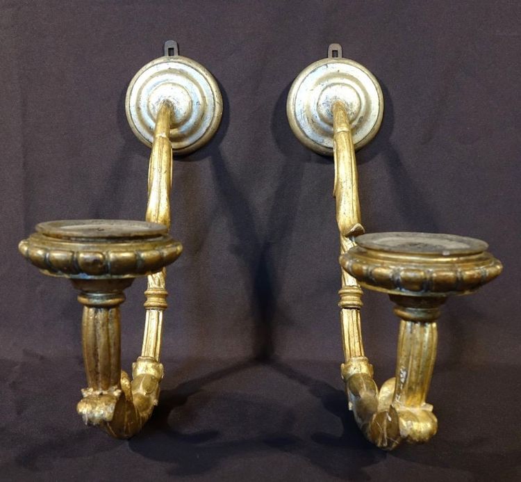 Pair Of Golden Wooden Light Arms