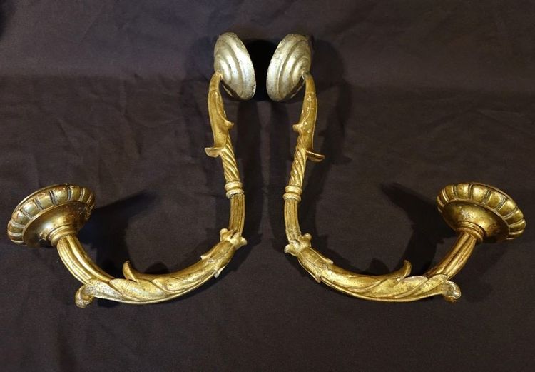 Pair Of Golden Wooden Light Arms