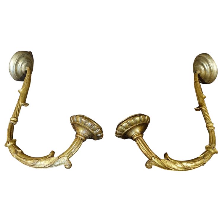 Pair Of Golden Wooden Light Arms