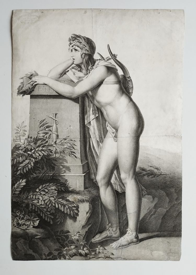 Orpheus Mythological Engraving  Pierre-narcisse Guérin  Empire Period Etching 19th C  Old Print