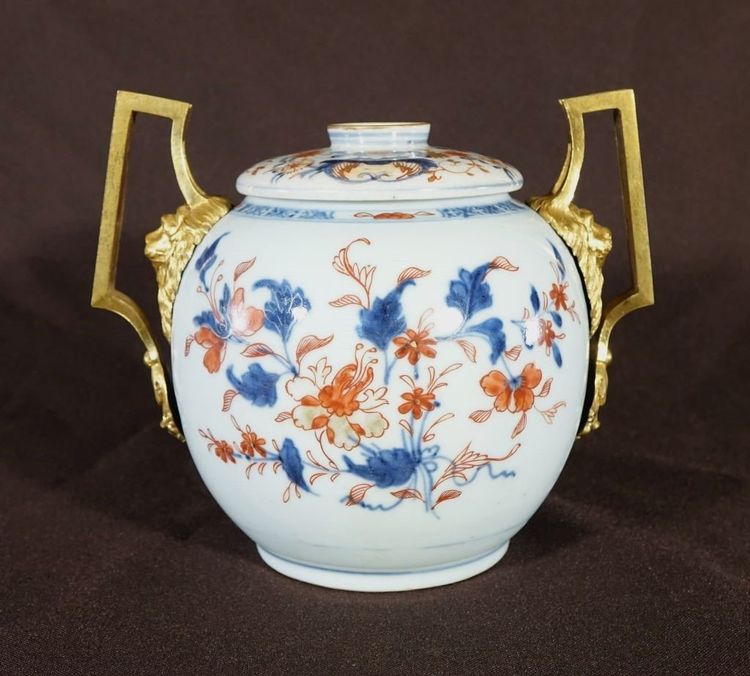 Imari Porcelain Covered Pot with Gilt Bronze Mounts