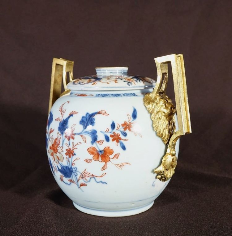 Imari Porcelain Covered Pot with Gilt Bronze Mounts