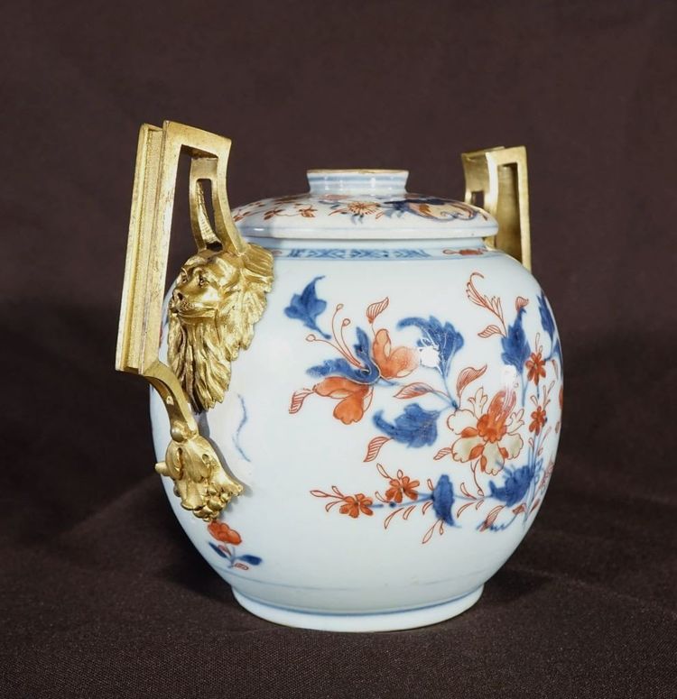 Imari Porcelain Covered Pot with Gilt Bronze Mounts