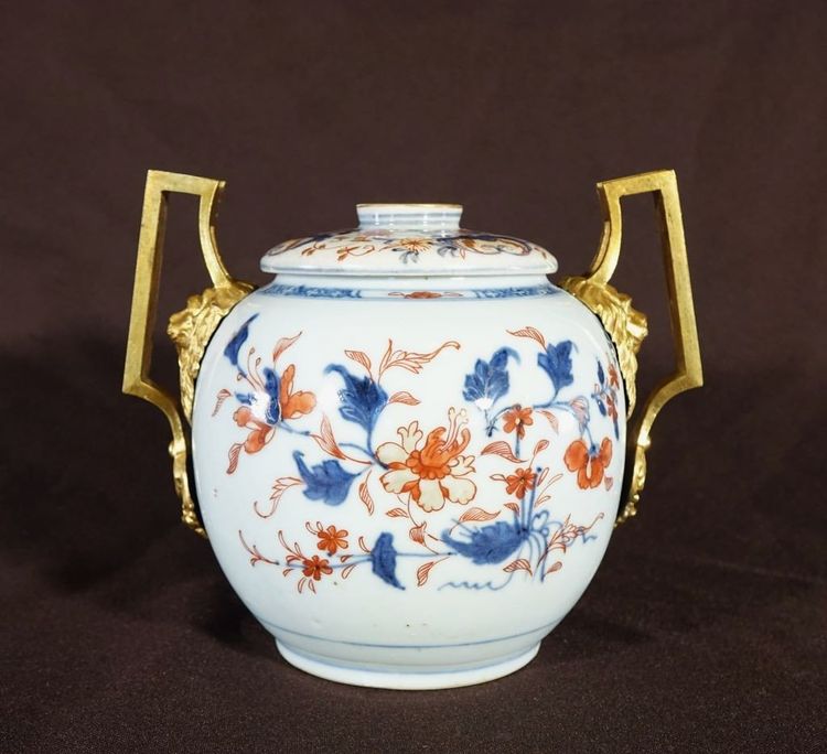 Imari Porcelain Covered Pot with Gilt Bronze Mounts