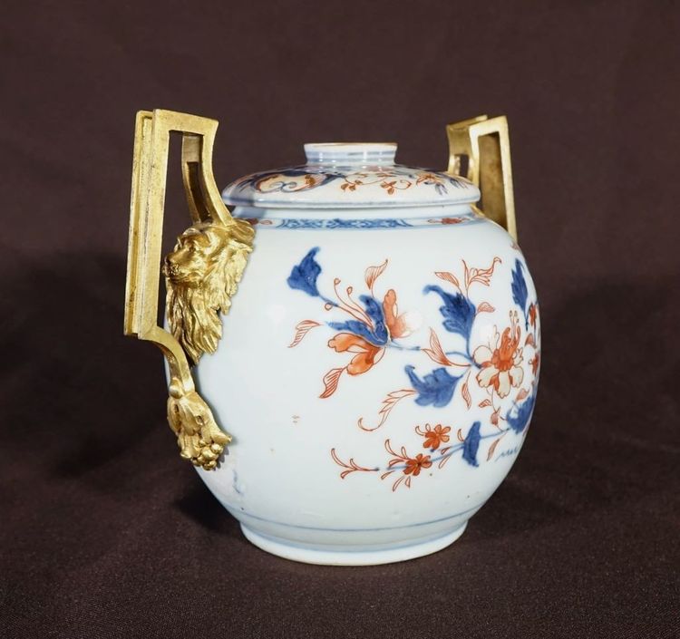 Imari Porcelain Covered Pot with Gilt Bronze Mounts