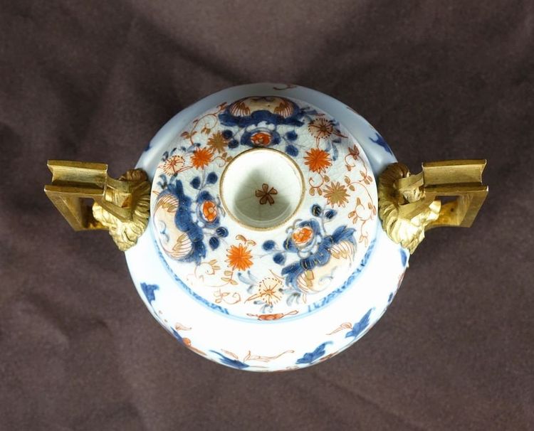 Imari Porcelain Covered Pot with Gilt Bronze Mounts