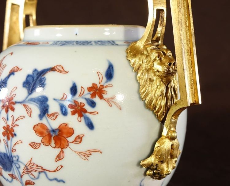 Imari Porcelain Covered Pot with Gilt Bronze Mounts