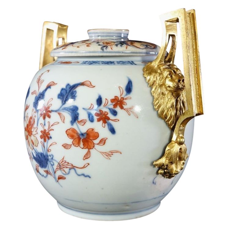 Imari Porcelain Covered Pot with Gilt Bronze Mounts