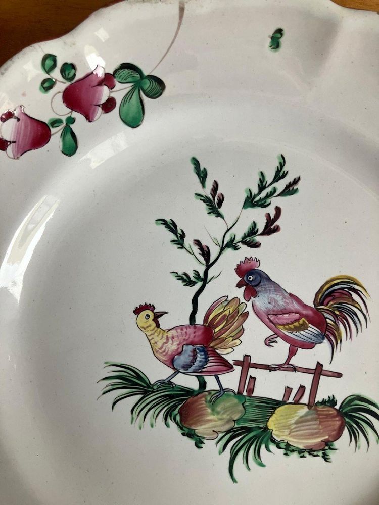 Assiette Coq Et Poule Les Islettes Faïence De l'Est