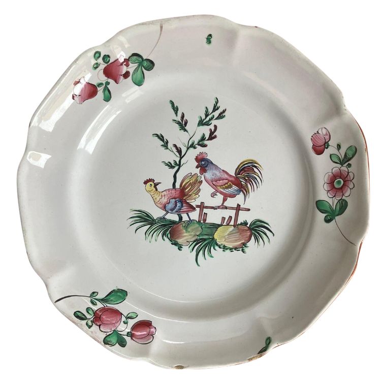 Assiette Coq Et Poule Les Islettes Faïence De l'Est