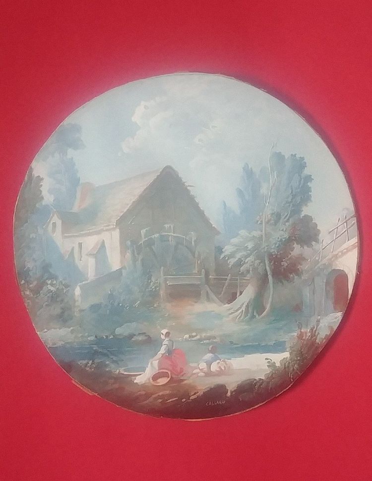 Gouache Lavandière Auprès d'Un Moulin à Eau (Lavandaia al mulino ad acqua)
