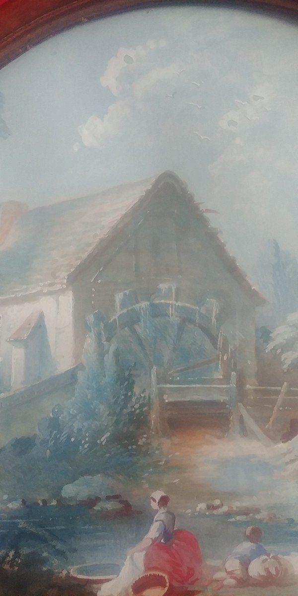 Gouache Lavandière Auprès d'Un Moulin à Eau (Lavandaia al mulino ad acqua)