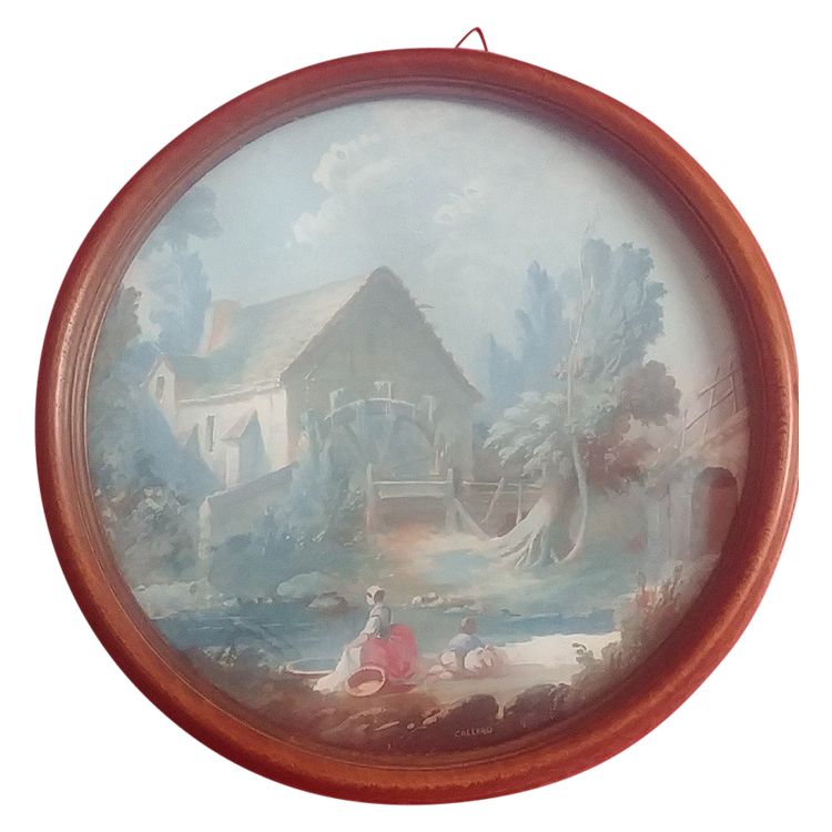 Gouache Lavandière Auprès d'Un Moulin à Eau (Lavandaia al mulino ad acqua)