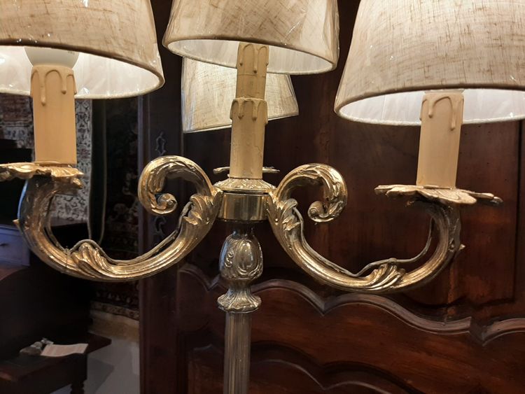 Lampadaire en Bronze Doré Massif de Style Louis XVI - Début XXème