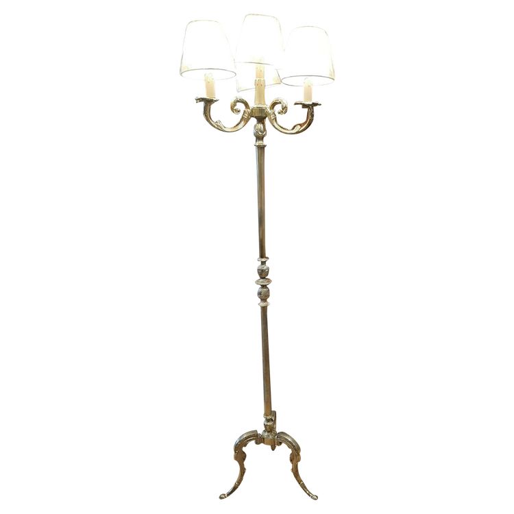 Lampadaire en Bronze Doré Massif de Style Louis XVI - Début XXème