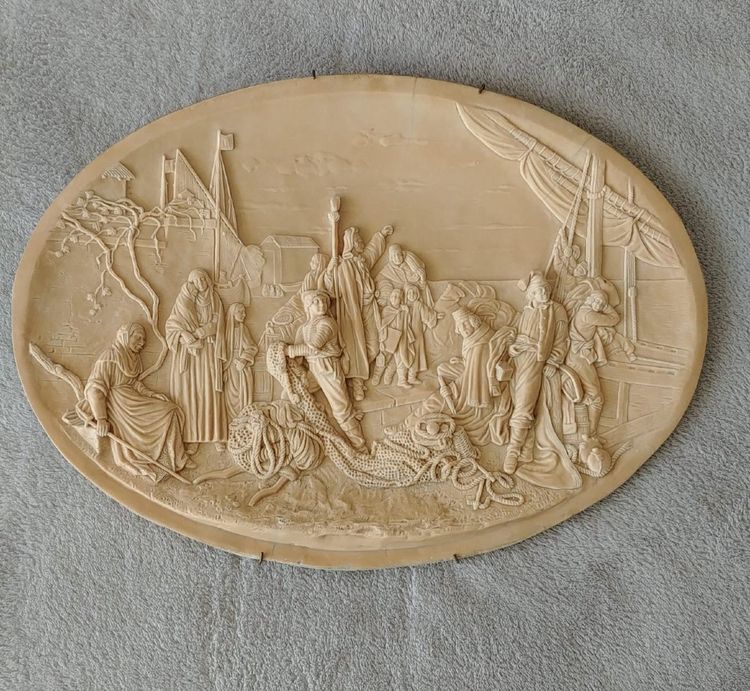 Coppia di bassorilievi in pietra calcarea pietrificata Louis Léopold Robert