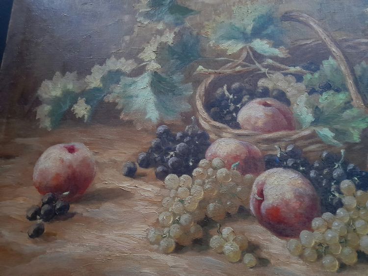 Grande quadro di natura morta senza cornice con frutta