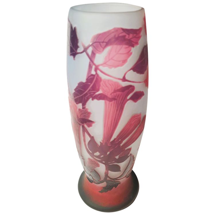   Vase mit Engelstrompetendekor aus violettem Cameoglas D'ARGENTAL - Paul NICOLAS (1875-1952)