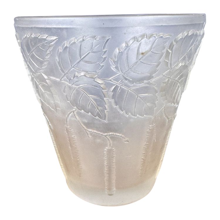 Jugendstilvase aus gefrostetem, gepresstem Glas