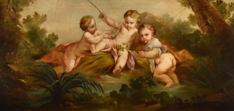 Putti En Pêcheurs, François Boucher (Paris, 1703 - 1770) école De 
