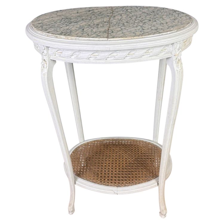 Sellette Ou Guéridon d'Appoint Style Louis XV En Bois Laqué