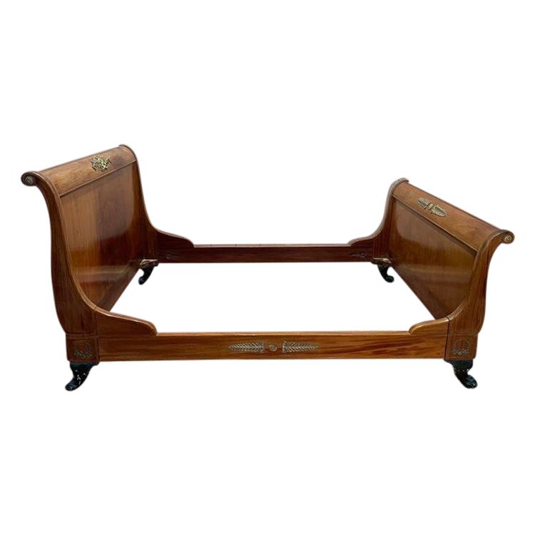 Letto impero in mogano e bronzo