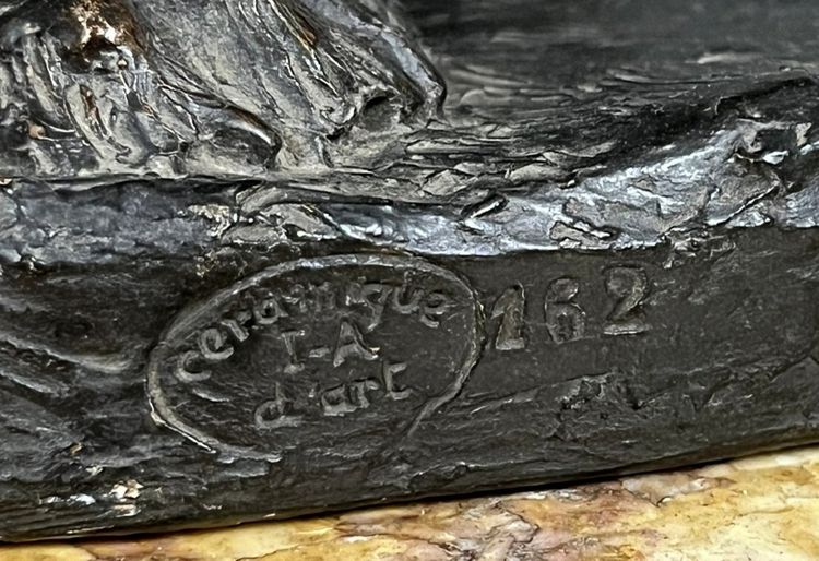 Thomas François Cartier : Monumental Groupe En Terre Cuite Patine Médaille / 76cm